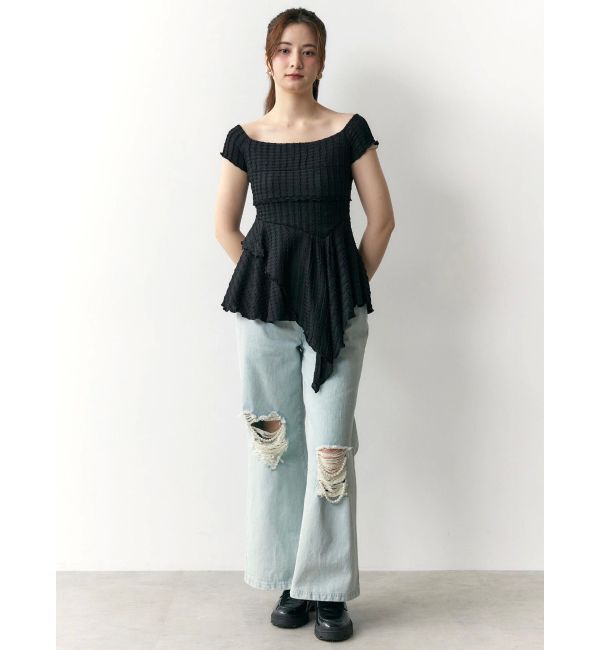 CALNAMUR「アシンメトリーヘムウェーブトップス」|Tシャツ・カットソー|