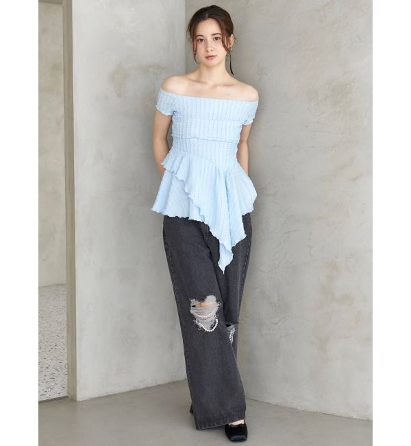 CALNAMUR「アシンメトリーヘムウェーブトップス」|Tシャツ・カットソー|