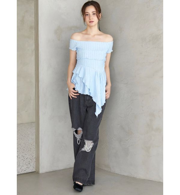 CALNAMUR「アシンメトリーヘムウェーブトップス」|Tシャツ・カットソー|