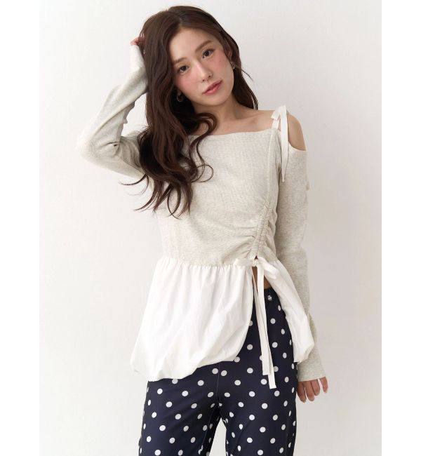 CALNAMUR「ワンショルデザイントップス」|Tシャツ・カットソー|ライトグレー