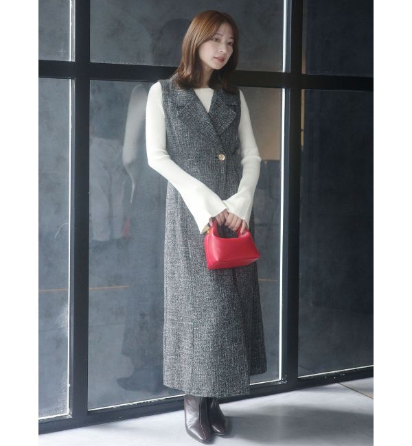 LAGUNAMOON「アシンメトリードレープフレアスリーブニット」|ニット・セーター|