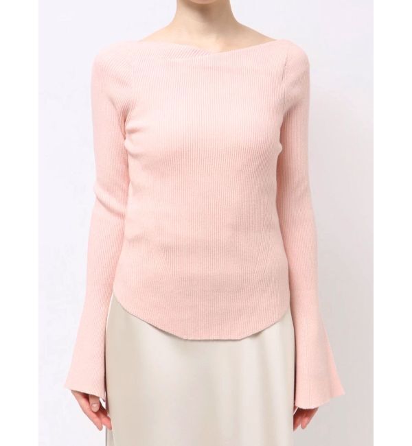 LAGUNAMOON「アシンメトリードレープフレアスリーブニット」|ニット・セーター|