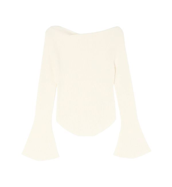 LAGUNAMOON「アシンメトリードレープフレアスリーブニット」|ニット・セーター|