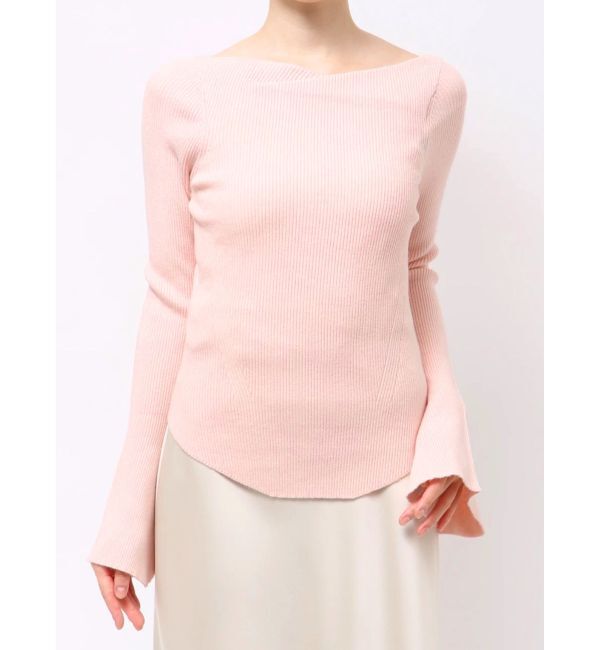 LAGUNAMOON「アシンメトリードレープフレアスリーブニット」|ニット・セーター|