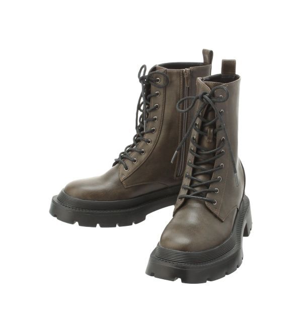 EVRIS「レースアップインソールワークブーツ」|ショートブーツ|カーキ