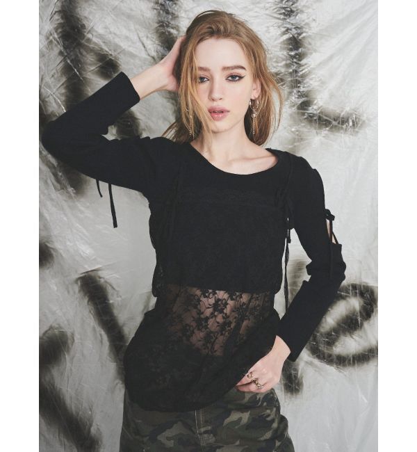 EVRIS「リボンキャミレースチュニック」|キャミソール|