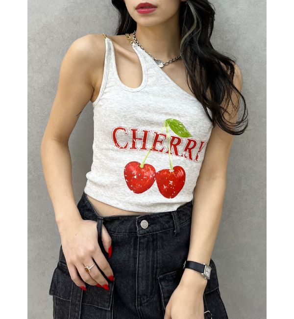 EVRIS「ダブルチェーンワンショルトップス」|キャミソール|グレー