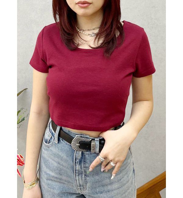 EVRIS「BASICシンプルショートTシャツ」|Tシャツ・カットソー|レッド