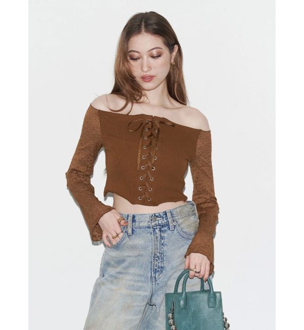 EVRIS「レースコンビオフショルトップス」|Tシャツ・カットソー|