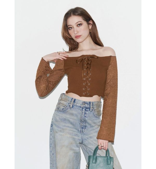 EVRIS「レースコンビオフショルトップス」|Tシャツ・カットソー|