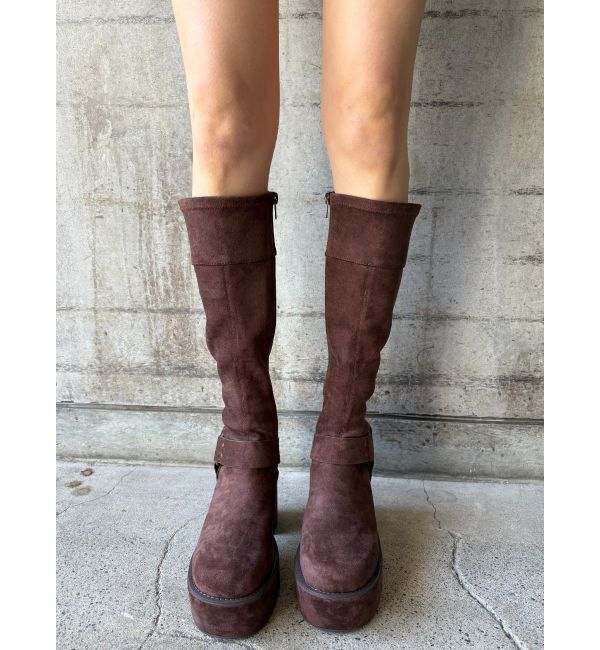 EVRIS「スタッズストレッチミドルブーツ」|ロングブーツ|