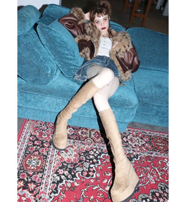 EVRIS「【秒盛れブーツ】ロングチャンキーヒールブーツ」|ロングブーツ|