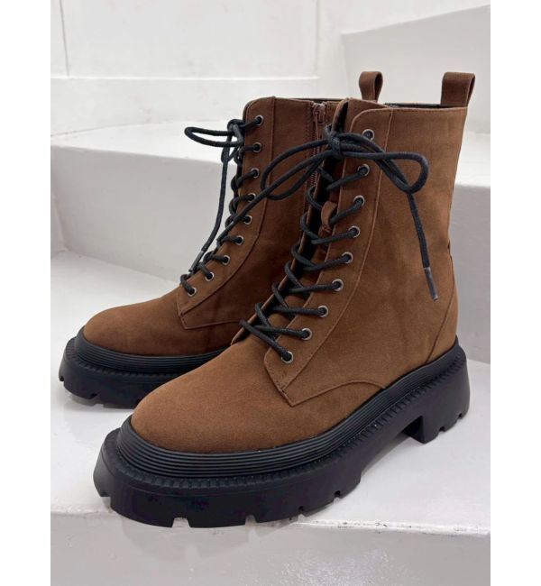 EVRIS「レースアップインソールワークブーツ」|ショートブーツ|ブラウン