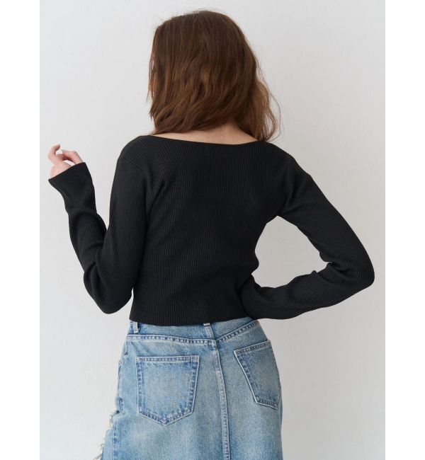 EVRIS「フロントホックレースドッキングニットトップス」|ニット・セーター|