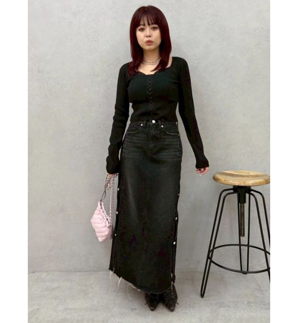 EVRIS「フロントホックレースドッキングニットトップス」|ニット・セーター|