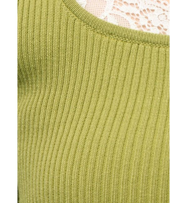 EVRIS「フロントホックレースドッキングニットトップス」|ニット・セーター|