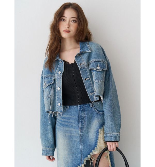 EVRIS「フロントホックレースドッキングニットトップス」|ニット・セーター|