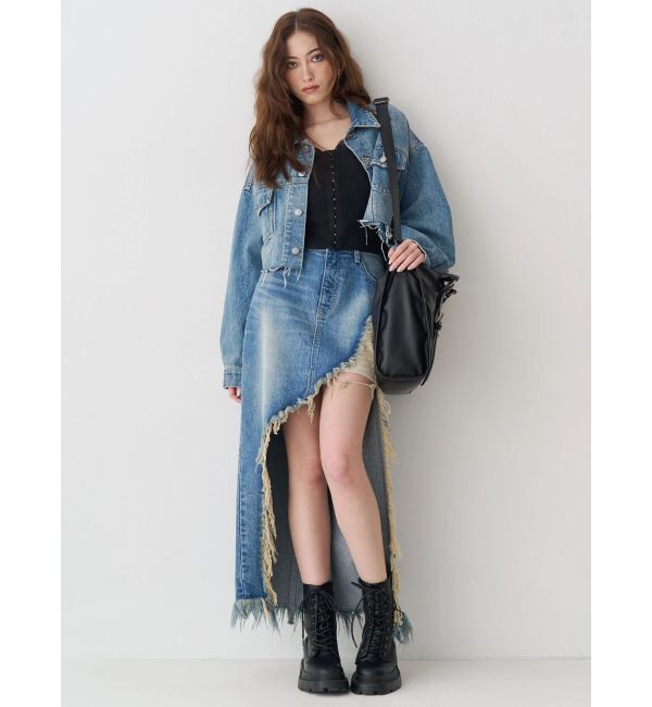 EVRIS「フロントホックレースドッキングニットトップス」|ニット・セーター|