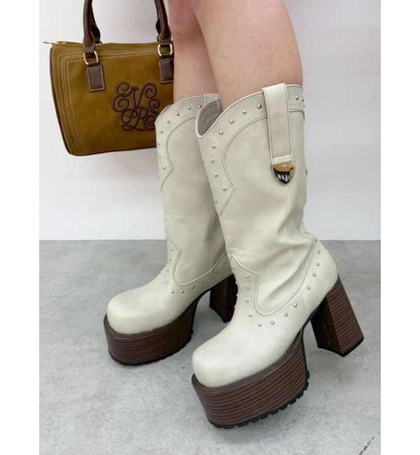 EVRIS「ウエスタンプラットフォームブーツ」|ロングブーツ|
