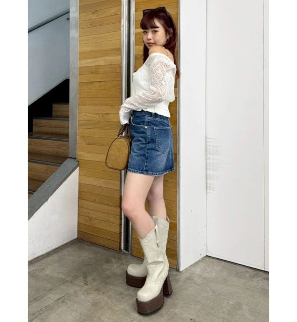 EVRIS「ウエスタンプラットフォームブーツ」|ロングブーツ|