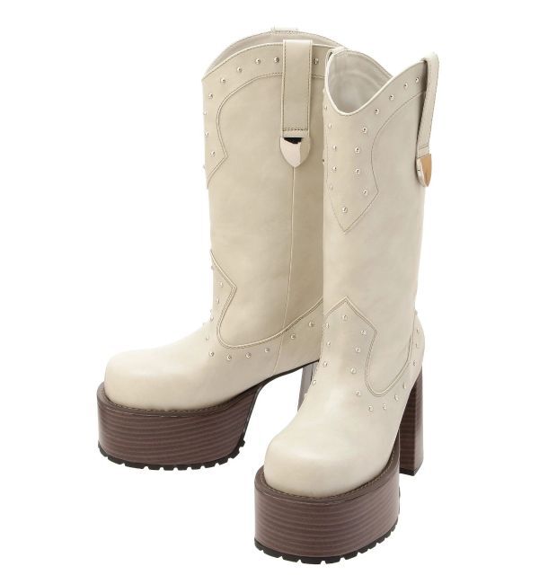 EVRIS「ウエスタンプラットフォームブーツ」|ロングブーツ|