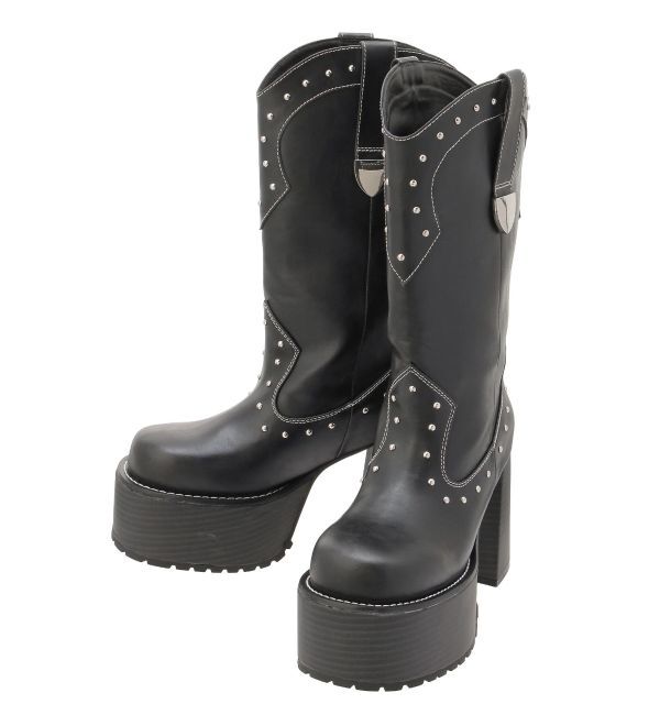 EVRIS「ウエスタンプラットフォームブーツ」|ロングブーツ|