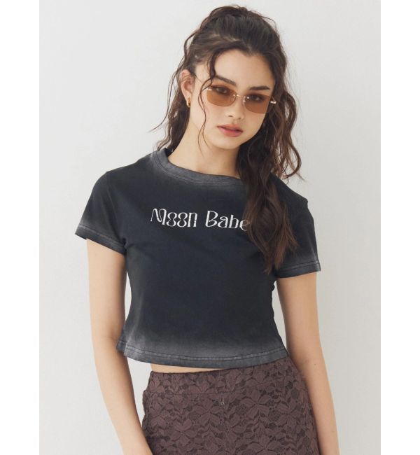 EVRIS「MOON BABE ロゴクロップドTシャツ」|Tシャツ・カットソー|ブラック