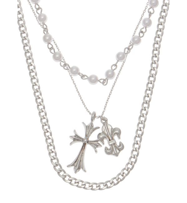 EVRIS「CROSS PEARL CHAIN 3連 ネックレス」|ネックレス|