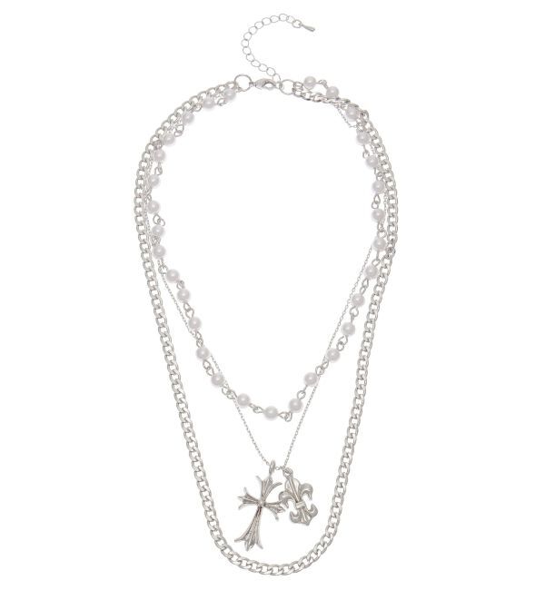 EVRIS「CROSS PEARL CHAIN 3連 ネックレス」|ネックレス|
