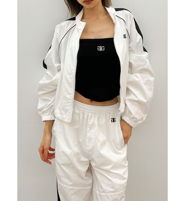 GYDA「【TINY】Symmetry GYDAラインショートトラックジャケット」|ブルゾン・スタジャン|オフホワイト