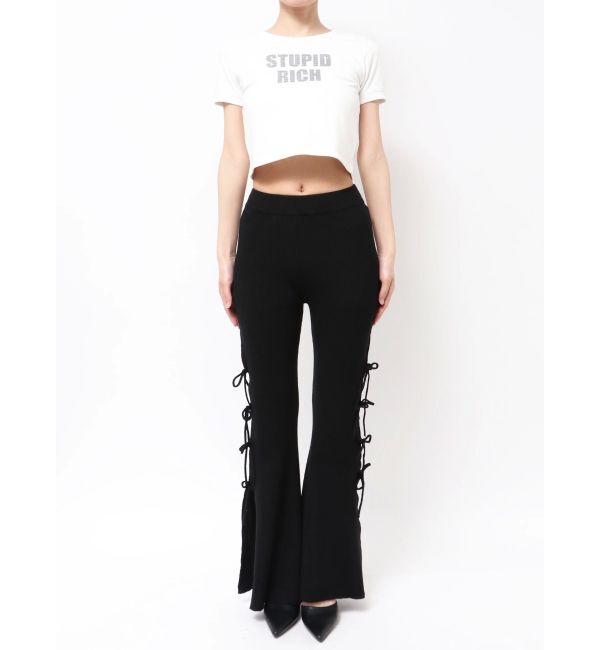 GYDA「SIDE RIBBONスリットニットフレアパンツ」|その他|