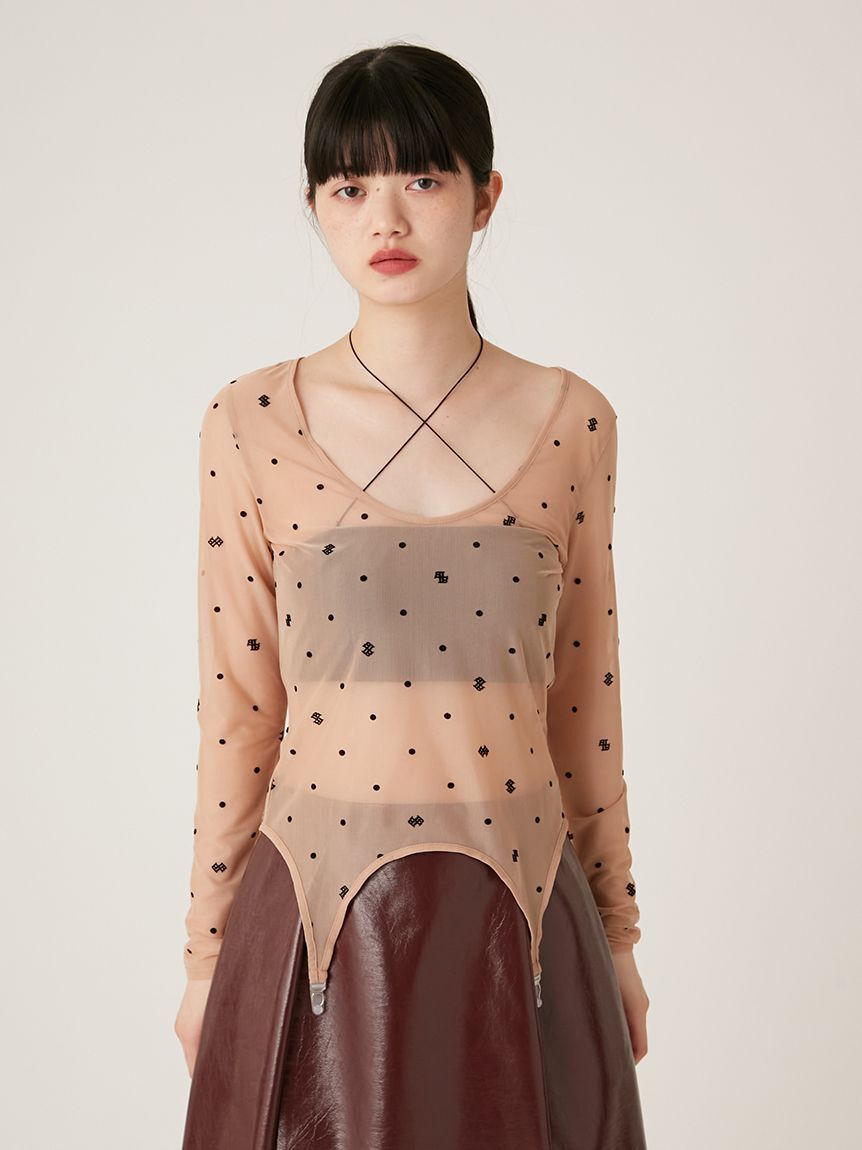 LILY BROWN Lingerie「【LILY BROWN Lingerie】シアーフロッキートップス&times;バンドゥセット」|Tシャツ・カットソー|