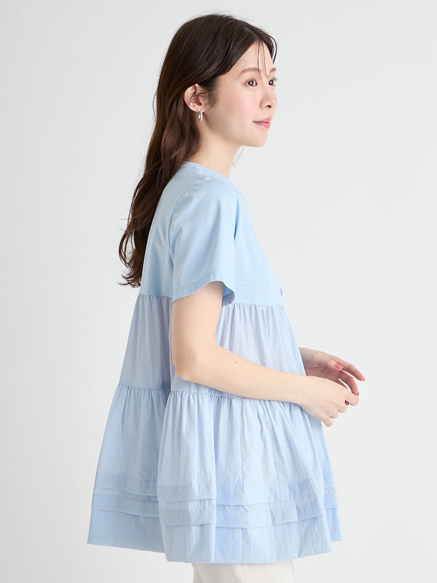 CELFORD「【洗える】ショルダーフリルチュニックカットソー」|Tシャツ・カットソー|