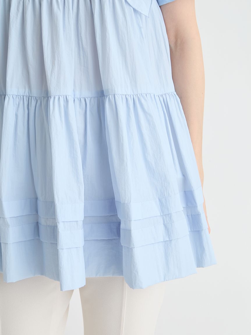 CELFORD「【洗える】ショルダーフリルチュニックカットソー」|Tシャツ・カットソー|