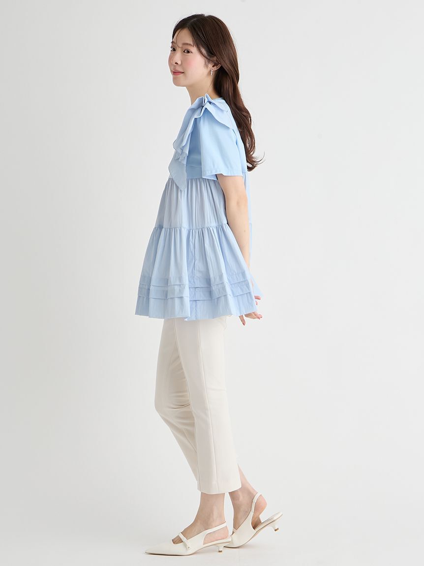 CELFORD「【洗える】ショルダーフリルチュニックカットソー」|Tシャツ・カットソー|