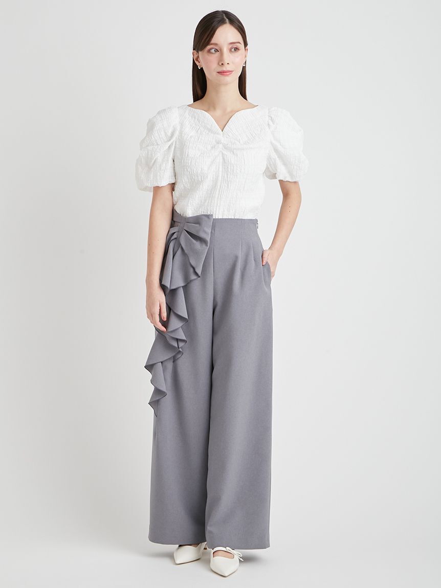 CELFORD「【洗える】シアーチェックパフスリーブブラウス」|シャツ・ブラウス|