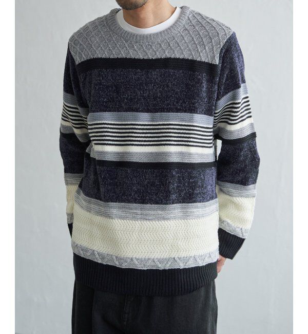 ikka「モールミックスボーダーニット」|プルオーバー|