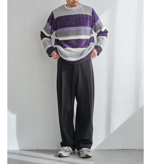 ikka「モールミックスボーダーニット」|プルオーバー|