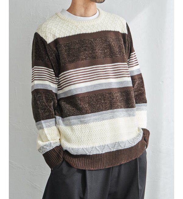 ikka「モールミックスボーダーニット」|プルオーバー|