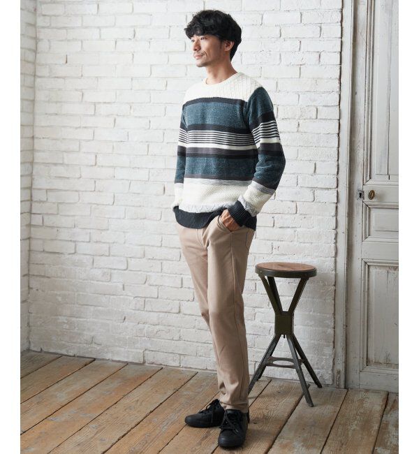ikka「モールミックスボーダーニット」|プルオーバー|