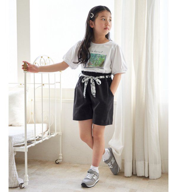 ikka kids「【親子おそろい】ボリュームパフ袖プリントTシャツ（120~160cm）」|Tシャツ・カットソー|