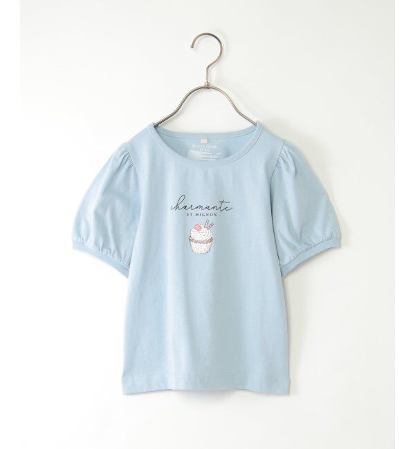 ikka kids「【親子おそろい】ボリュームパフ袖プリントTシャツ（120~160cm）」|Tシャツ・カットソー|サックスブルー