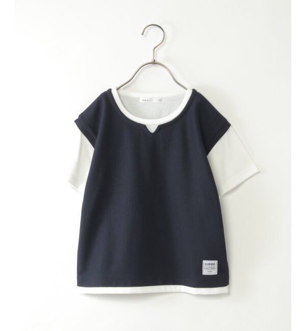 ikka kids「【親子おそろい】キーネックベストレイヤーTシャツ（120~160cm）」|Tシャツ・カットソー|ネイビーブルー