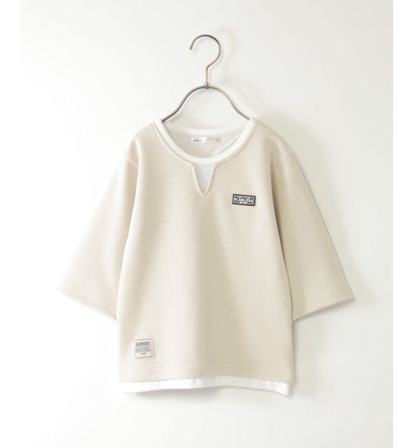 ikka kids「【親子おそろい】キーネックレイヤード7分袖Tシャツ（120~160cm）」|Tシャツ・カットソー|グレージュ