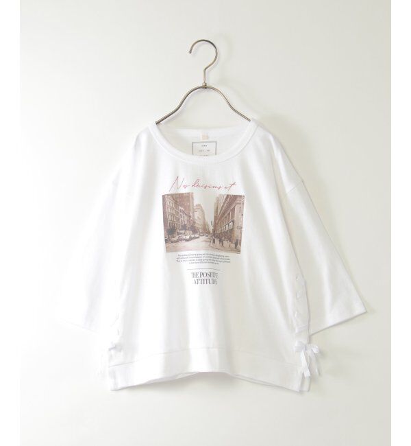 ikka kids「【親子おそろい】フォトロゴプリント7分袖Tシャツ（120~160cm）」|Tシャツ・カットソー|