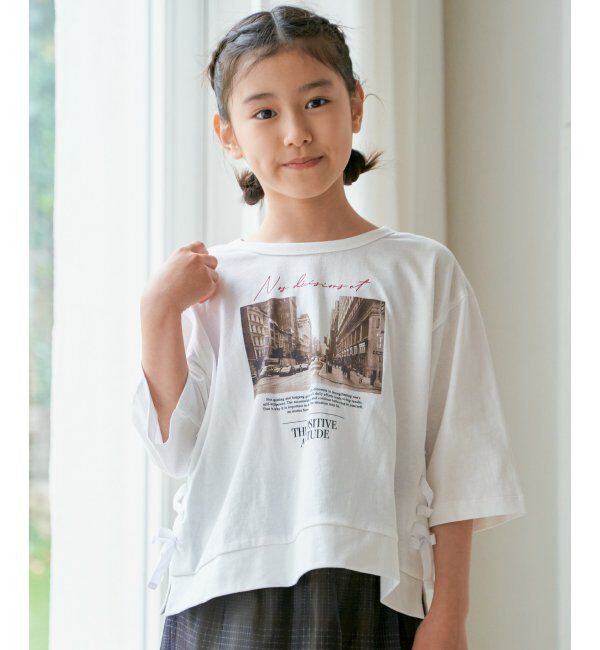 ikka kids「【親子おそろい】フォトロゴプリント7分袖Tシャツ（120~160cm）」|Tシャツ・カットソー|