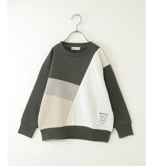 ikka kids「裏起毛斜めブロックストレーナー（120~160cm）」|Tシャツ・カットソー|ブラック