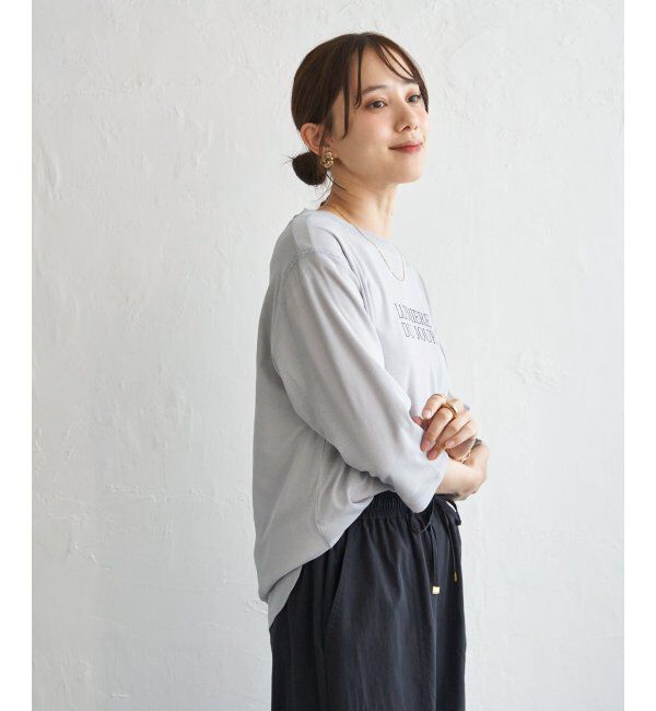 ikka「【雑誌InRed5月号掲載】シア－ロゴプリント 7分袖プルオーバーセット【2点セット】」|Tシャツ・カットソー|