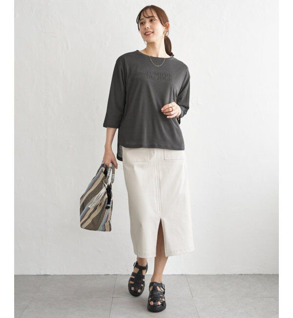 ikka「【雑誌InRed5月号掲載】シア－ロゴプリント 7分袖プルオーバーセット【2点セット】」|Tシャツ・カットソー|