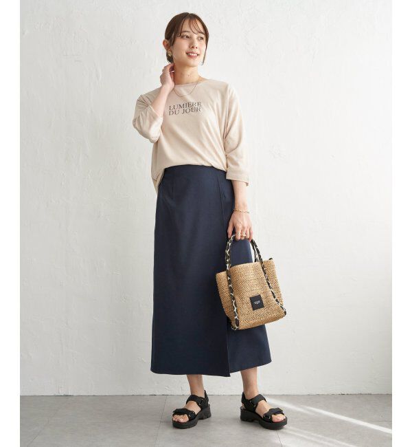 ikka「【雑誌InRed5月号掲載】シア－ロゴプリント 7分袖プルオーバーセット【2点セット】」|Tシャツ・カットソー|